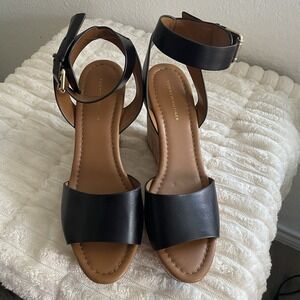 Tommy Hilfiger Wedges Black Sandals Women's Size 10M Heels